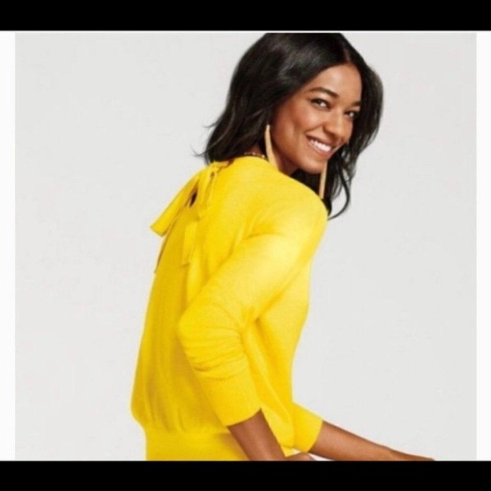CABI Canary Pullover Tie Back Sweater S #5281 NWOT